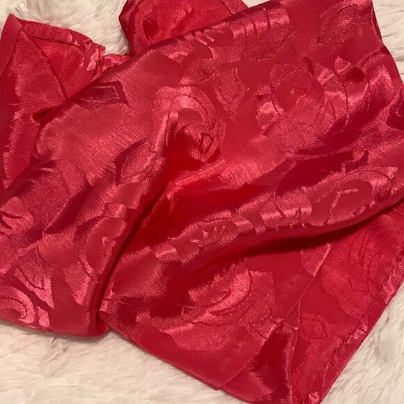 Vintage Pink Floral Imprinted Satin Hand Stitched Long Scarf Wrap 9.5”X45” - Picture 11 of 12